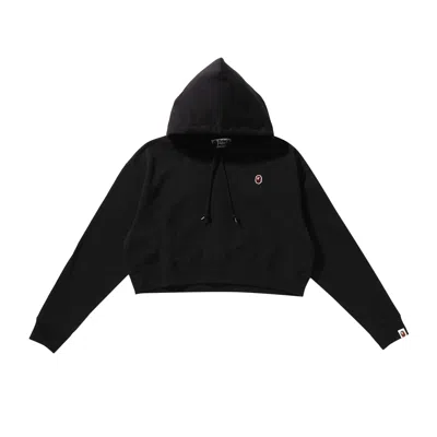 Pre-owned Bape Ape Head One Point Cropped Pullover Hoodie 'black' | Women's Size S