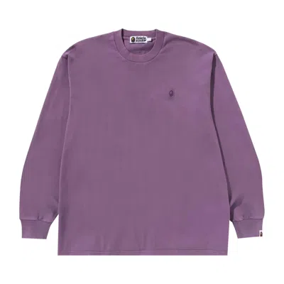 Pre-owned Bape Ape Head One Point Garment Dyed Long-sleeve Tee 'purple'