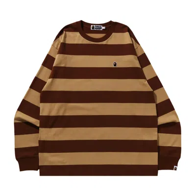 Pre-owned Bape Ape Head One Point Hoop Long-sleeve Tee 'brown'