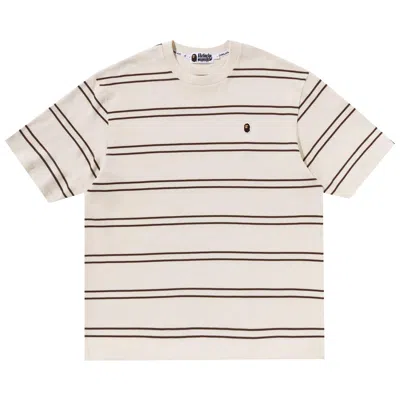Pre-owned Bape Ape Head One Point Hoop Relaxed Fit Tee 'ivory' In Cream