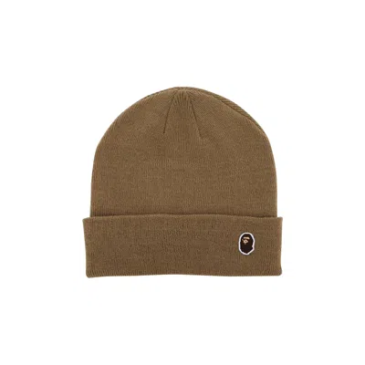 Pre-owned Bape Ape Head One Point Knit Cap 'beige' In Tan