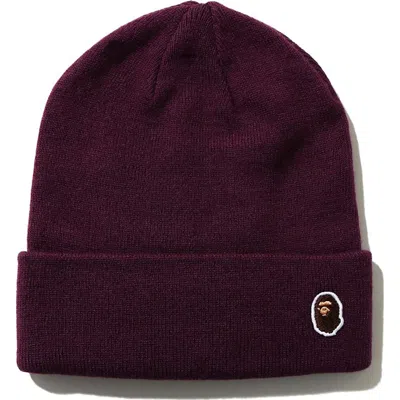 Pre-owned Bape Ape Head One Point Knit Cap (fw20) In Purple