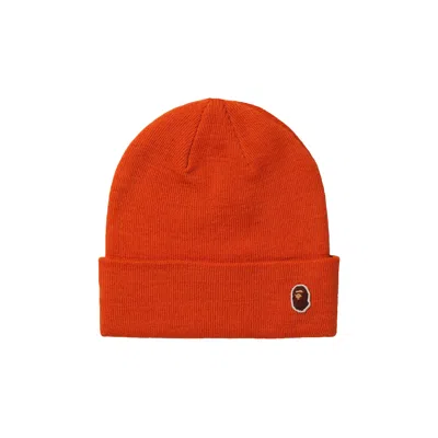 Pre-owned Bape Ape Head One Point Knit Cap 'orange'