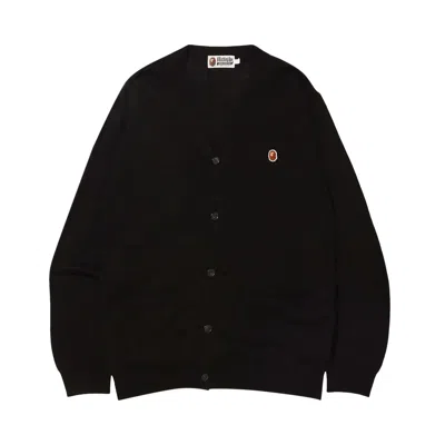 Pre-owned Bape Ape Head One Point Knit Cardigan 'black' | Men's Size Xl