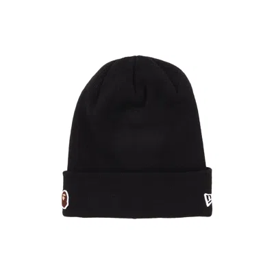 Pre-owned Bape Ape Head One Point New Era Knit Cap 'black'