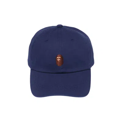Pre-owned Bape Ape Head One Point Panel Cap 'navy' In Blue