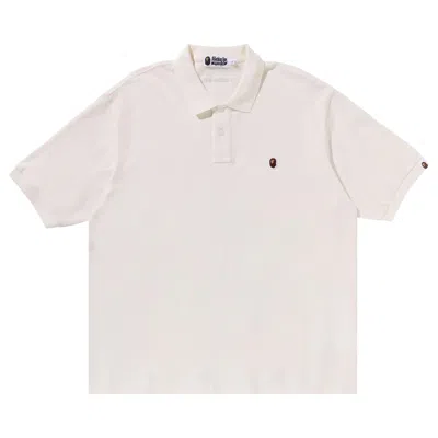 Pre-owned Bape Ape Head One Point Polo 'ivory' In Cream