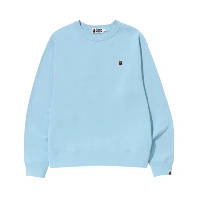 Pre-owned Bape Ape Head One Point Relaxed Fit Crewneck 'sax' In Blue