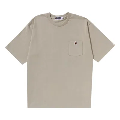 Pre-owned Bape Ape Head One Point Relaxed Fit Pocket Tee 'beige' In Tan