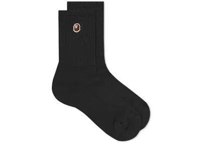 Pre-owned Bape Ape Head One Point Socks In Black
