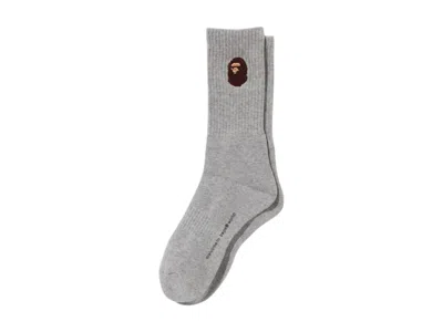 Pre-owned Bape Ape Head One Point Socks (ss25) In Gray