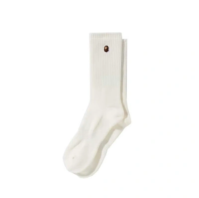 Pre-owned Bape Ape Head One Point Socks White