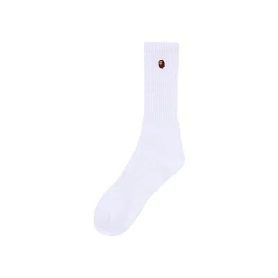Pre-owned Bape Ape Head One Point Socks 'white' | Men's Size M