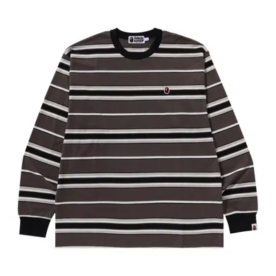 Pre-owned Bape Ape Head One Point Stripe Relaxed Fit Long-sleeve Tee 'black'