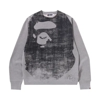 Pre-owned Bape Ape Head Over Print Crewneck Sweat 'grey' | Men's Size L