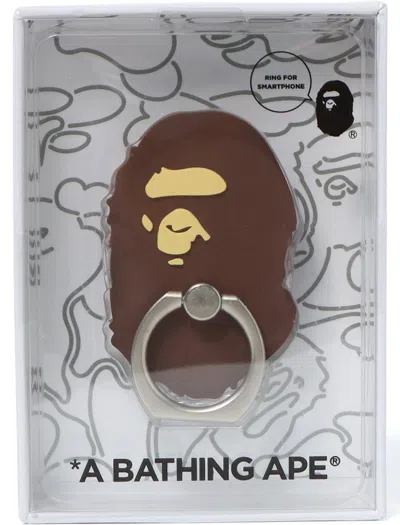 Pre-owned Bape Ape Head Smartphone Ring In Brown