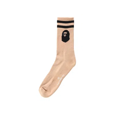 Pre-owned Bape Ape Head Socks 'beige' In Cream