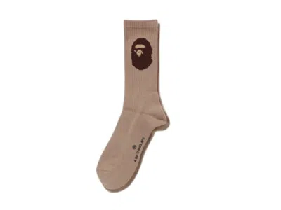 Pre-owned Bape Ape Head Socks (ss25) In Beige