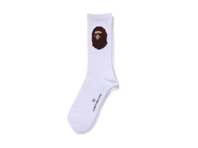 Pre-owned Bape Ape Head Socks (ss25) In White
