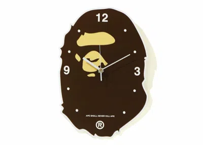 Pre-owned Bape Ape Head Wall Clock In Brown