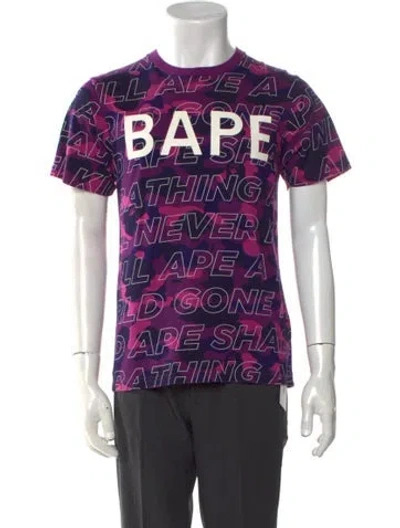 Pre-owned Bape Ape Shall Never Kill Ape Graphic Print T-shirt In Purple