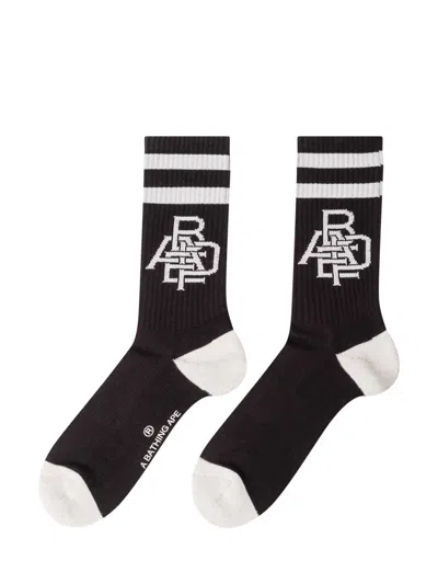 Bape Appliqué Line Socks For Streetwear In Black