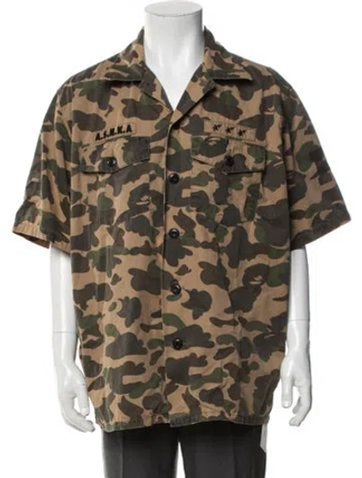 Pre-owned Bape A.s.n.k.a Camouflage Print Shirt In Brown