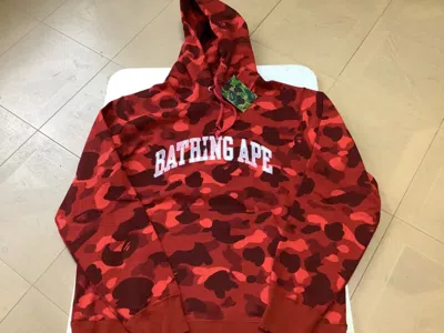 Pre-owned Bape Authentic A Bathing Ape  Color Camo Pullover Hoodie Red Men's Xl