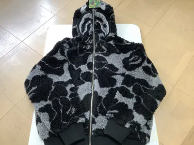 Pre-owned Bape Authentic Ape  Abc Camo Boa Shark Relaxed Fit Full Zip Hoodie Black S M L