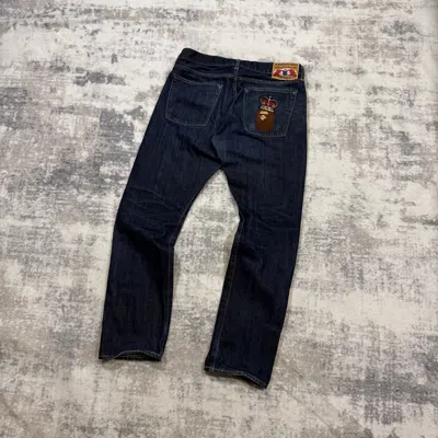 Pre-owned Bape Authentic  2000's Crown Jeans 32 In Blue