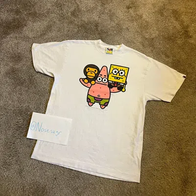 Pre-owned Bape Authentic  X Spongebob Tee White L