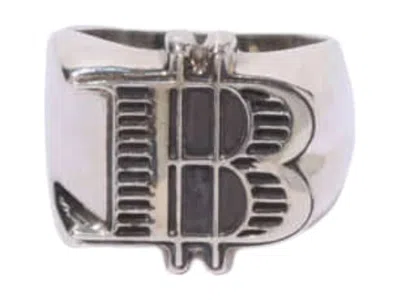 Pre-owned Bape B Logo Ring In Silver