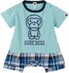 Bape Baby Blue Baby Milo Layered Romper In Sax