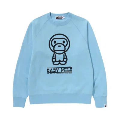 Pre-owned Bape Baby Milo Crewneck 'sax' | Blue | Men's Size Xl