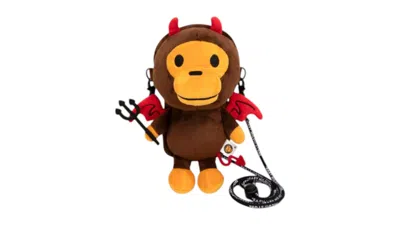Pre-owned Bape Baby Milo Devil Plush Mobile Bag (fw25) In Brown