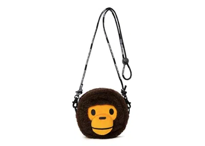 Pre-owned Bape Baby Milo Face Cross Bag In Brown