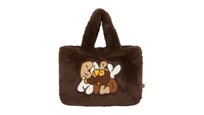 Pre-owned Bape Baby Milo Fur Small Tote Bag In Brown