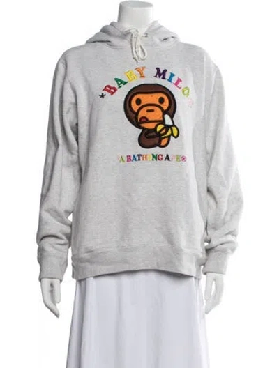 Pre-owned Bape Baby Milo Graphic Print Hoodie In Grey