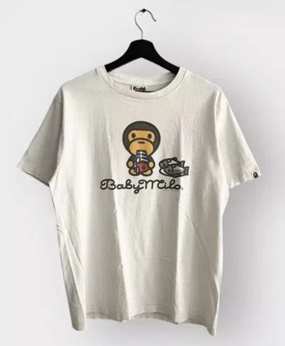 Pre-owned Bape Baby Milo Loves Fish Tee (2012) In White