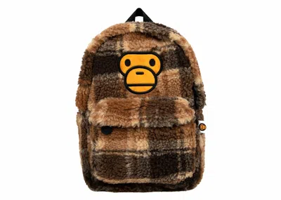 Pre-owned Bape Baby Milo Mini Fur Check Backpack