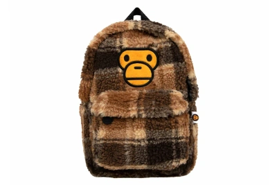 Pre-owned Bape Baby Milo Mini Fur Check Backpack Multicolor