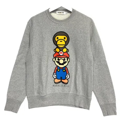 Pre-owned Bape Baby Milo Nintendo Mario Crewneck Sweatshirt In Grey