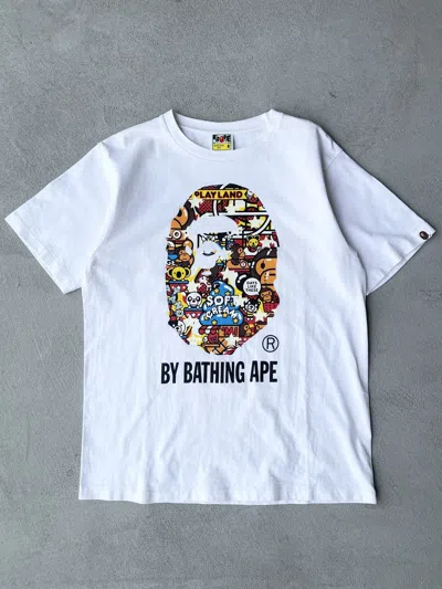 Pre-owned Bape Baby Milo Playland Ape Head Tee (m) In White