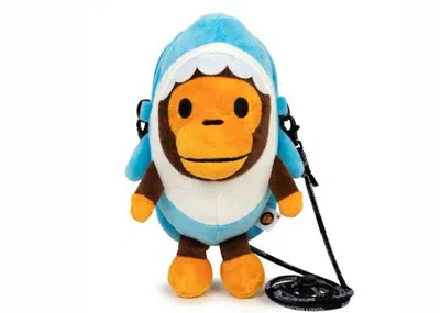 Pre-owned Bape Baby Milo Plush Shark Mobile Bag In Blue