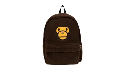 Pre-owned Bape Baby Milo Sherpa Fur Medium Backpack In Brown