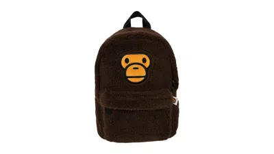 Pre-owned Bape Baby Milo Sherpa Fur Mini Backpack In Brown