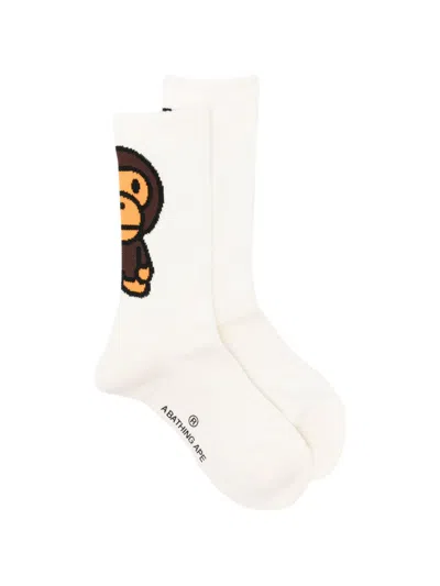 Bape Baby Milo Socks In White