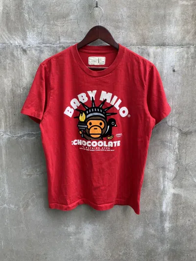 Pre-owned Bape Baby Milo Statue Of Liberty Tee In Red