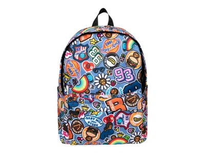 Pre-owned Bape Baby Milo Sticker Print Medium Backpack In Acid Blue