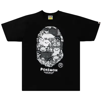 Pre-owned Bape Baby Milo X Pokemon Monotone Ape Head Tee #2 'black'